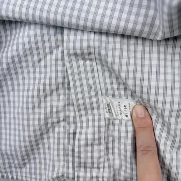 Eton Contemporary Fit Check Dress Shirt Gray White Men Size 41/16 Luxury Cotton - Picture 5 of 9